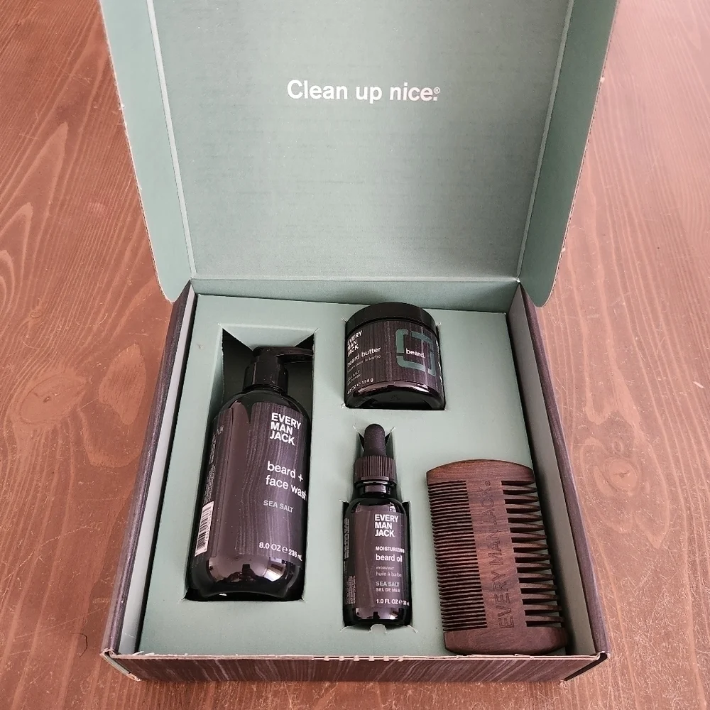 Every Man Jack Sea Salt Beard Kit - 4 Piece Set - OPEN BOX - New Never Used